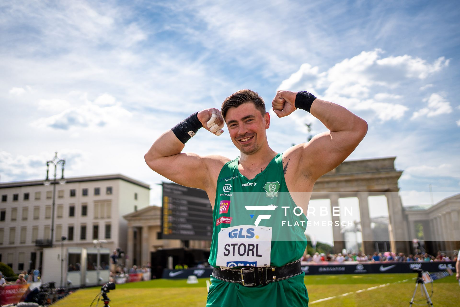 David  Storl (SC DHfK Leipzig) beim Kugelstossen waehrend der deutschen Leichtathletik-Meisterschaften auf dem Pariser Platz am 24.06.2022 in Berlin